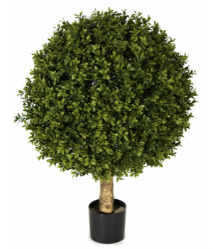 24 Inch Artificial Outdoor Ultraviolet (UV) Boxwood Ball Topiary